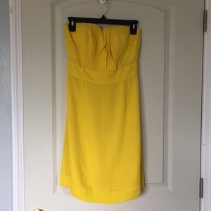 Yellow strapless dress